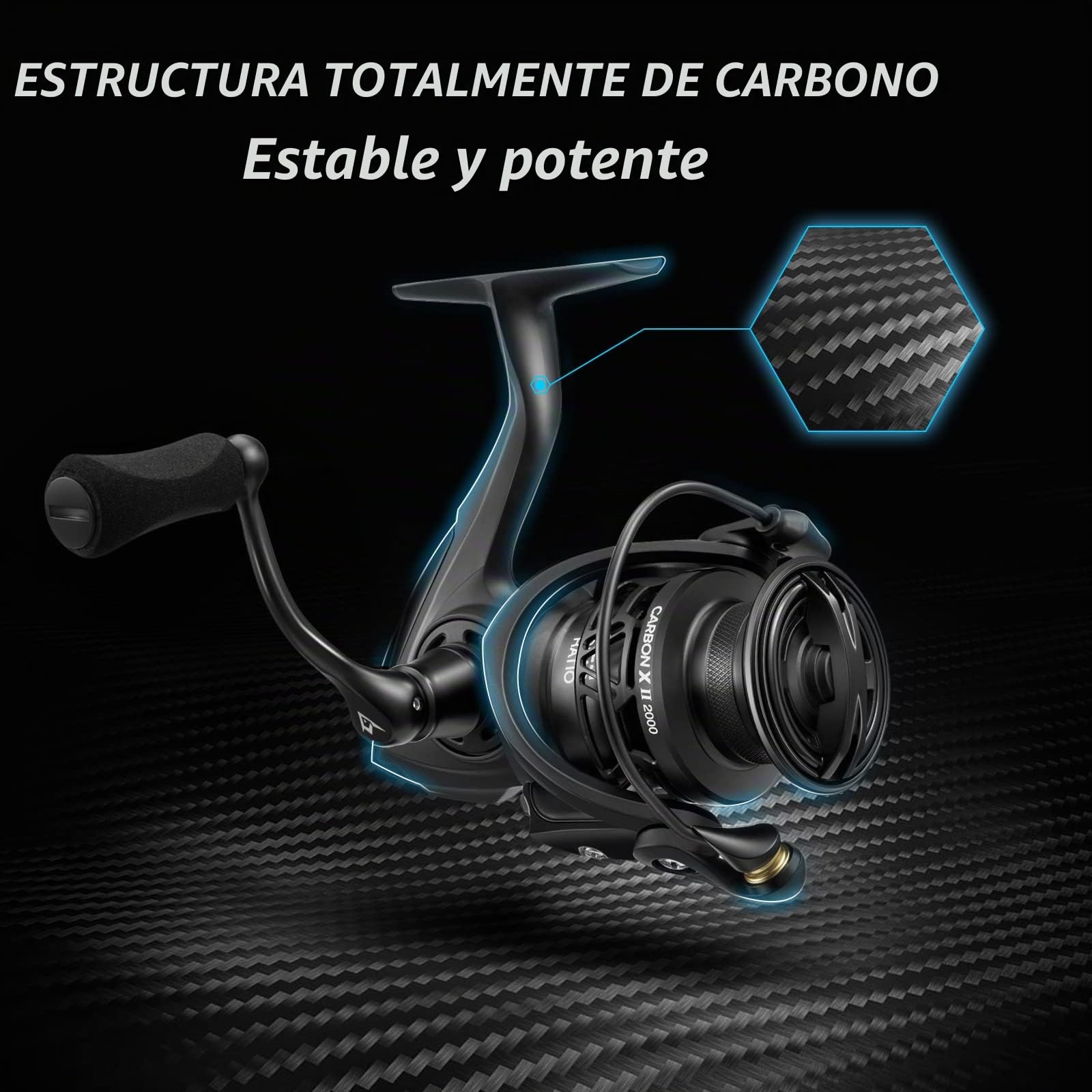 Piscifun Carbon X II - Carretes giratorios, Ligero de 155 Gramos, Rotor de Marco de Carbono Mejorado, Arrastre máximo de 10 Kilos, BB blindado 10+1, 6.2:1/5.2:1, Suave y Potente Carrete de Pescar