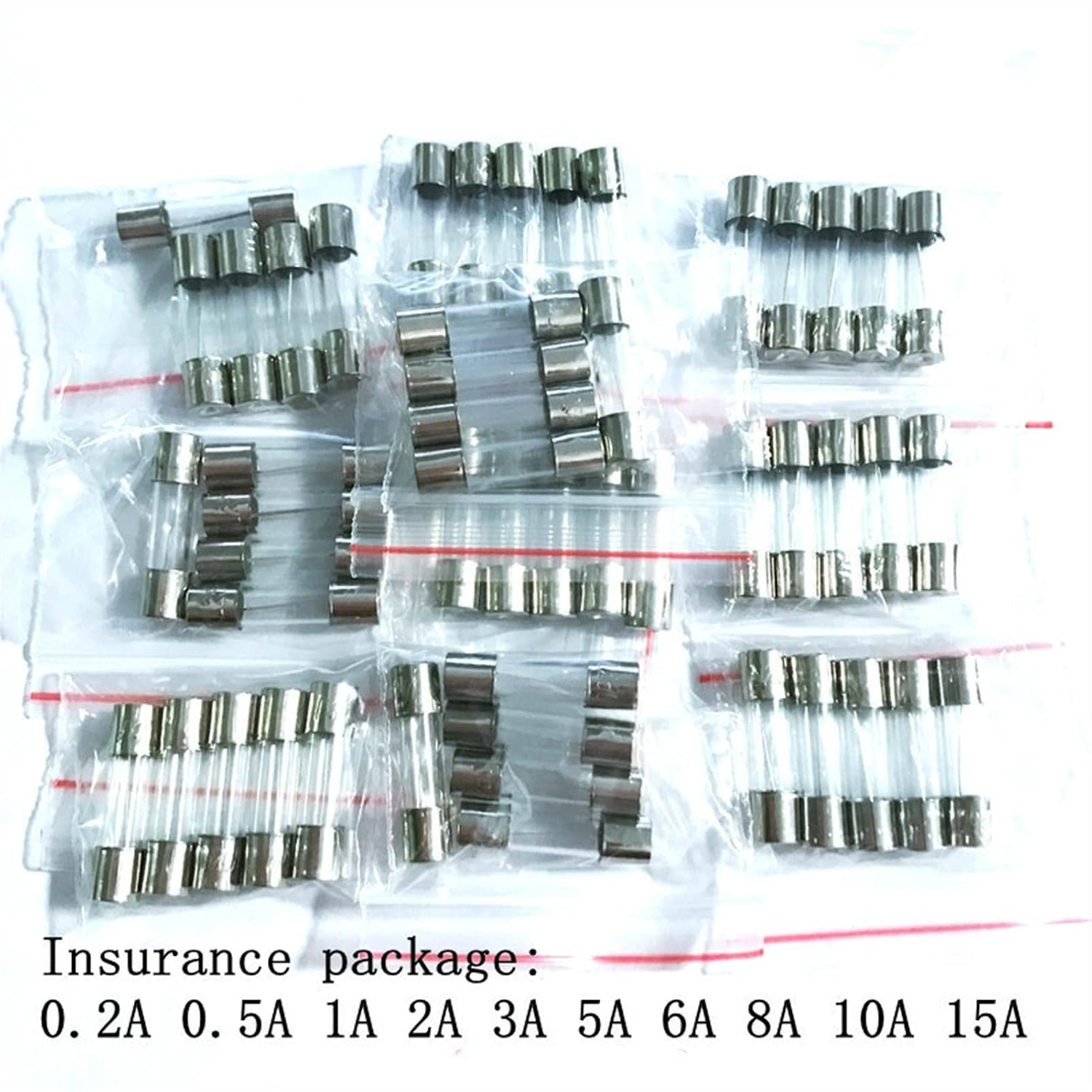 Fuse 50pcs/lot 0.2A .5A 1A 3A 6A 8A 10A 15A /250V New Slow Blow Glass Tube 5mm x 20mm