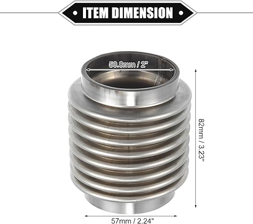 Miniatura 6 de Tubo flexible de escape de automóvil, 2.000x3.228 in, 2 x 3.23 pulgadas, tubos de conector flexible de escape, fuelle universal para automóvil,