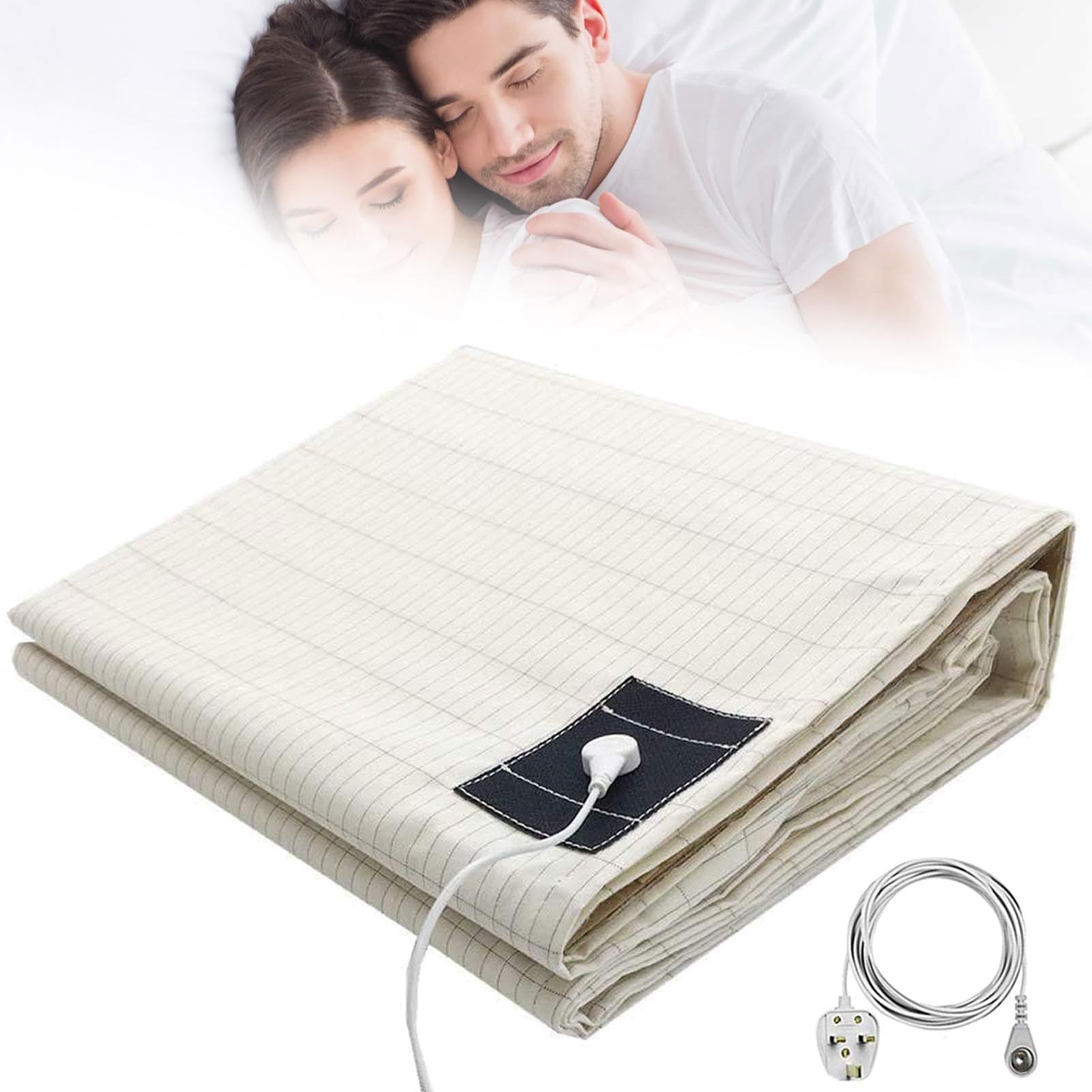 Silver Fiber Conductive Sheet, Grounding Sheets with Grounding Cord, Natural Wellness and Healthy Earth Energy Mat, with 10% Silver Fiber/90% Organic Cotton, for Better Sleep