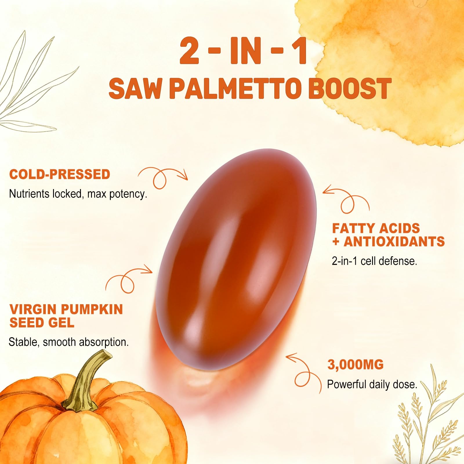 Pumpkin Seed Oil with Saw Palmetto, 3000mg/serving, Cold Pressed — Amazon image 4