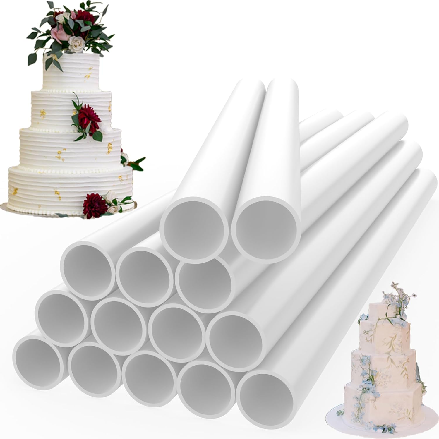 Olicky 14 Pcs Plastic Cake Dowels, 9.5 Inch White Plastic Cake Supports