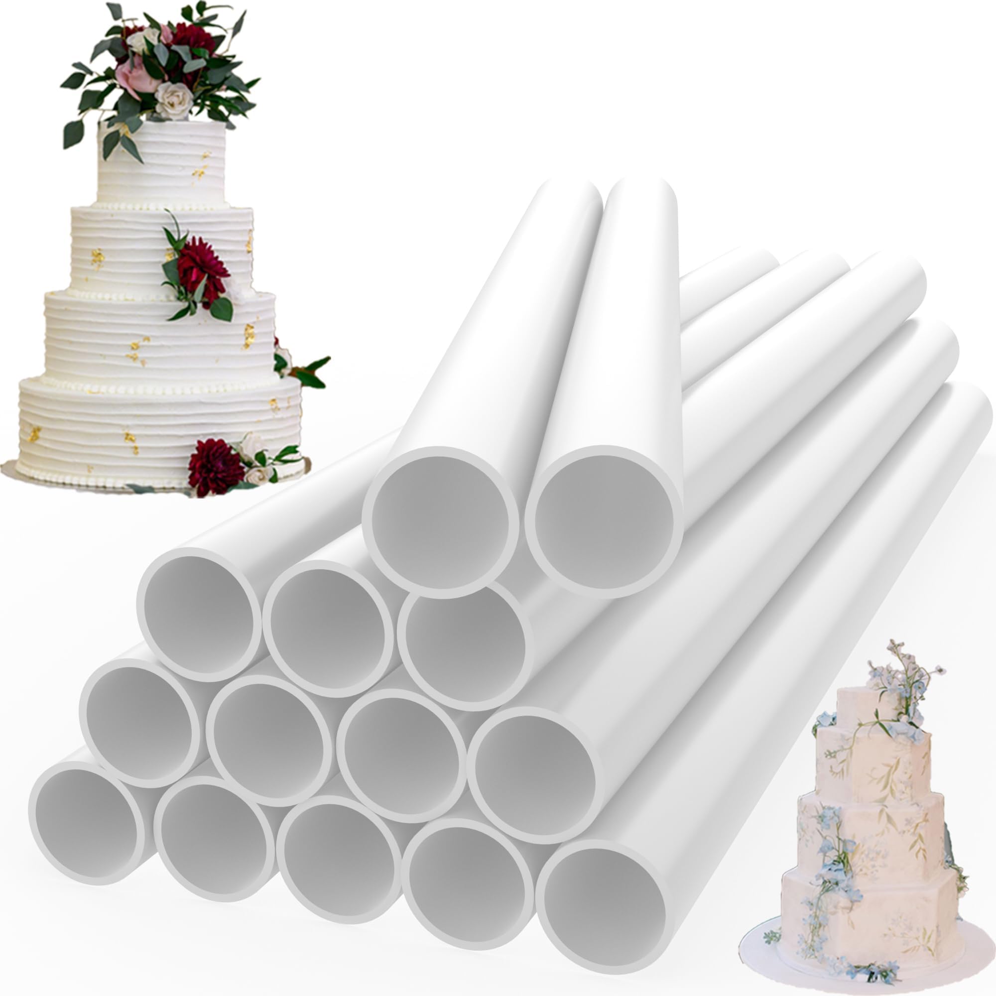 14 Pcs Plastic Cake Dowels, 9.5 Inch White Plastic Cake Supports Rods