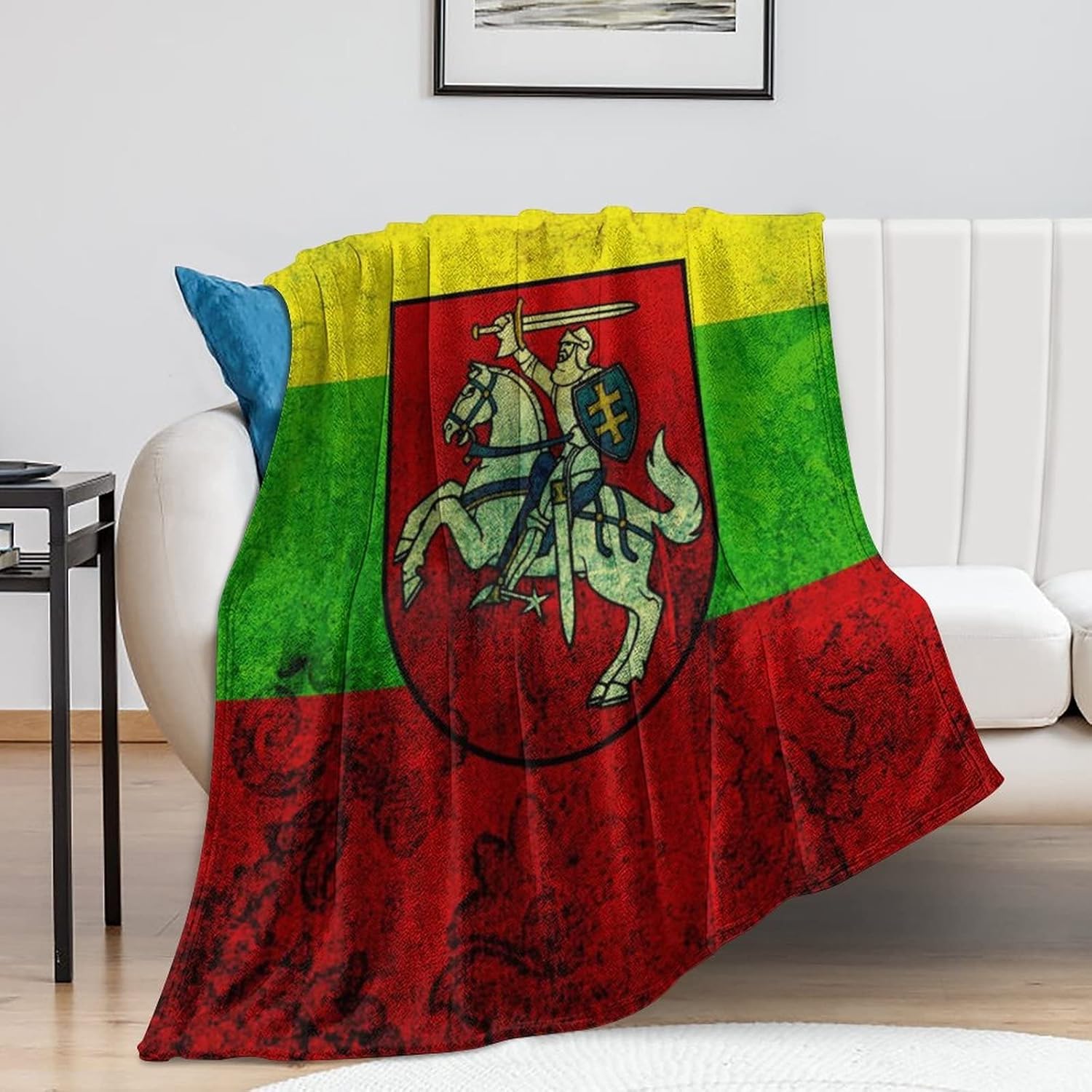 Lithuanian Flag Flannel Throw Blanket Soft Cozy Plush Bed Blanket for Couch Sofa Bedroom 60"x80"