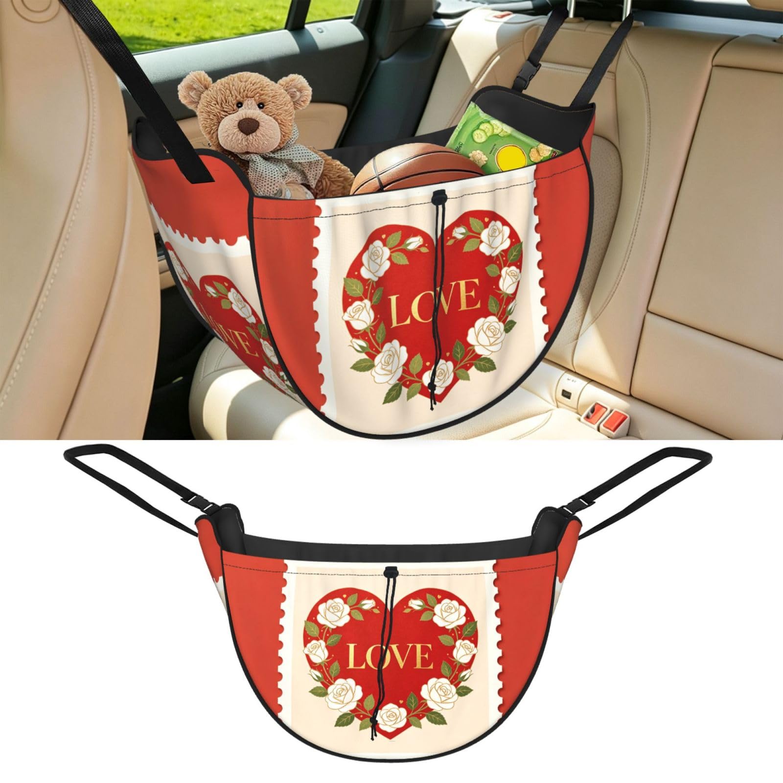Cntdbu Black Heart Envelope Car Seat Organizer-Backseat Storage Bag For Travel
