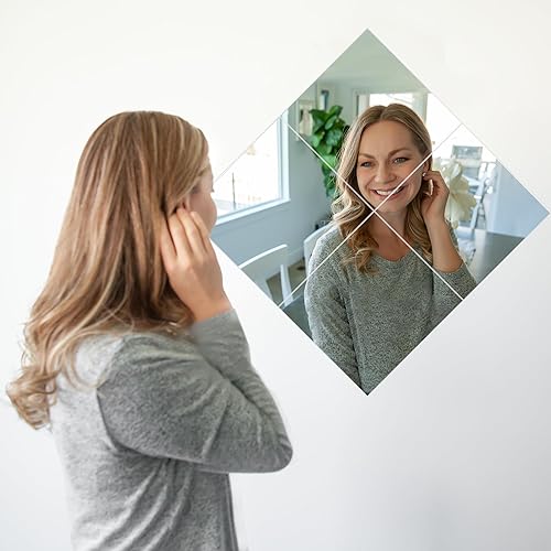 Miniatura 5 de Juego de sábanas gruesas de espejo acrílico HD, sin vidrio, para despegar y pegar en la pared, dormitorio, baño, sala de estar, techo, azulejos de