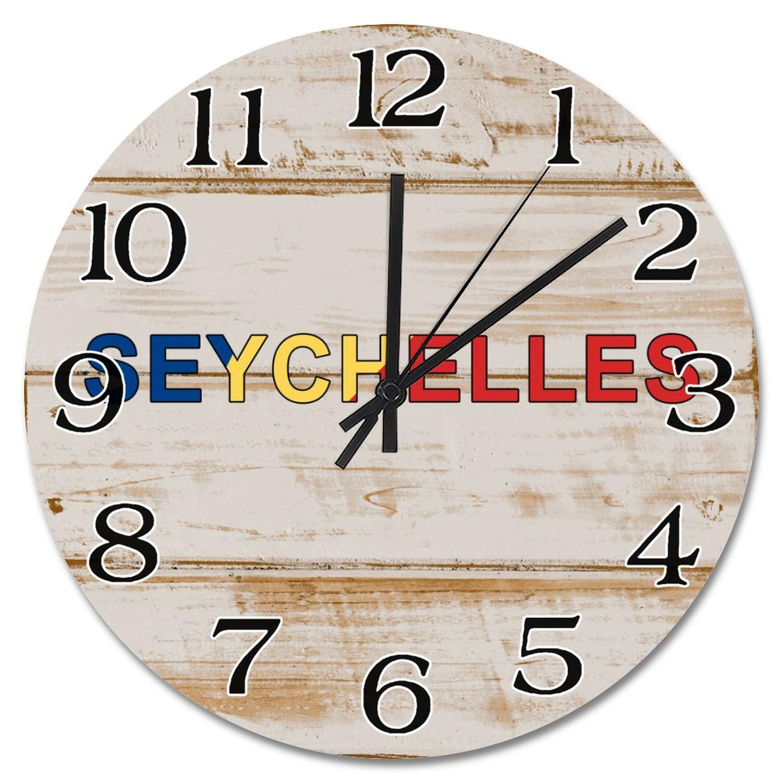 Horloge murale en bois des Seychelles vintage de qualité supérieure