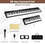 Costzon 88-Key Clavier Piano pliant, Piano électrique semi-façonné complet Piano numérique avec/MIDI, Microphone, Support musical & Sac de transport, Piano de clavier portable pour les débutants Adolescents adultes (noir)