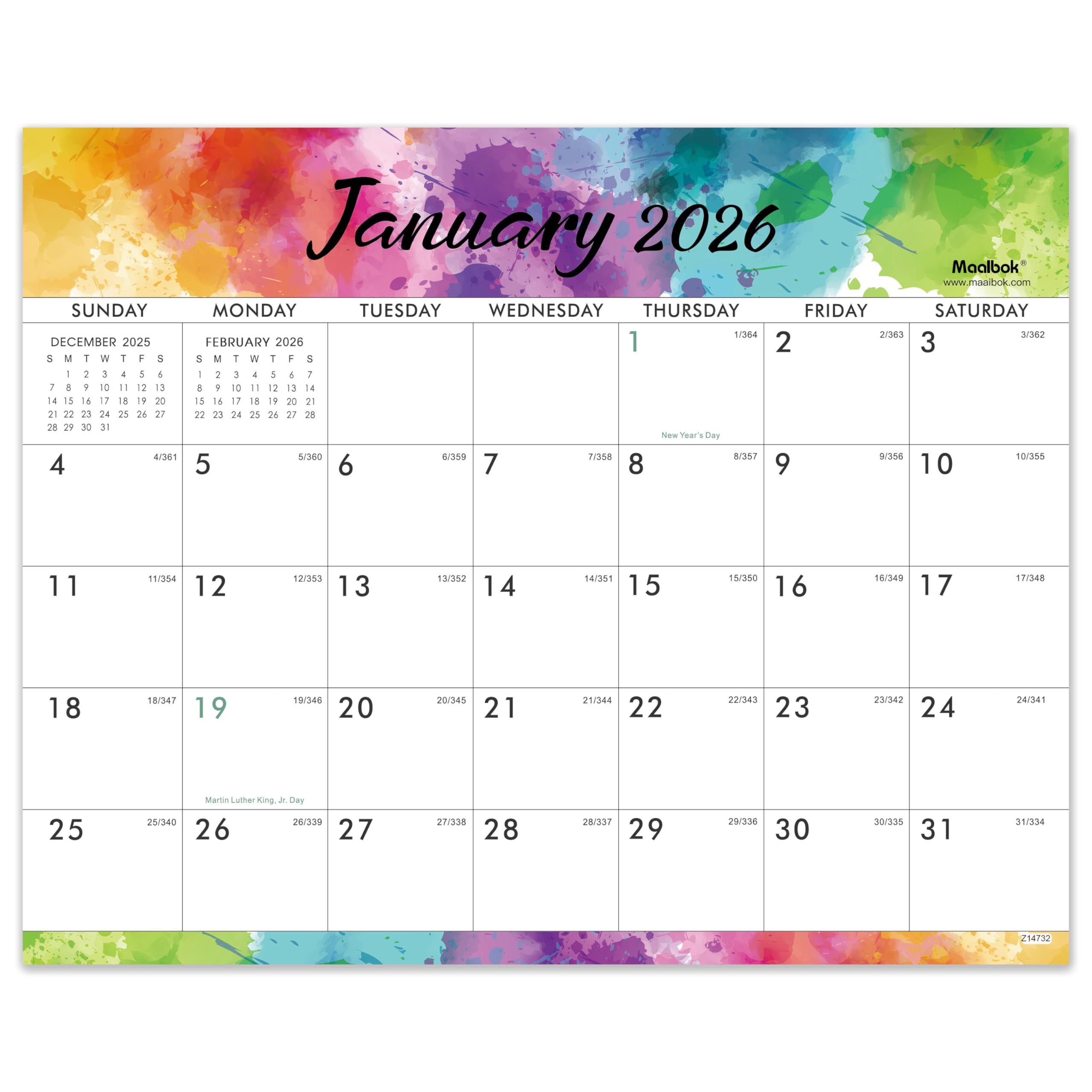 Magnetic Calendar 2026 - JAN 2026 - DEC 2026, 12 Months Calendar 2026, Magnetic Monthly Calendar, 8" x 10", Tear-off Pad