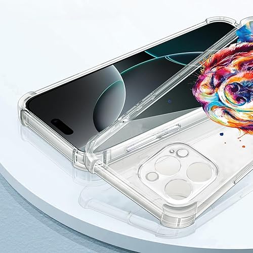 Vista 235 de Roemary Funda púrpura para iPhone 14 Pro Max con diseño de caballo azul, patrón de acuarela con protector de pantalla