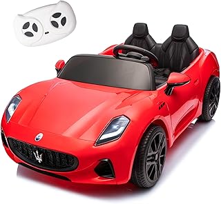 24V Maserati Licensed 2-Seater Kids Electric Ride-On Car, Dual-Speed Modes, Adjustable Seat Belts, Music & Bluetooth, 4 Motors for Powerful Performance, Ideal Gift for Ages 4-8(Red)