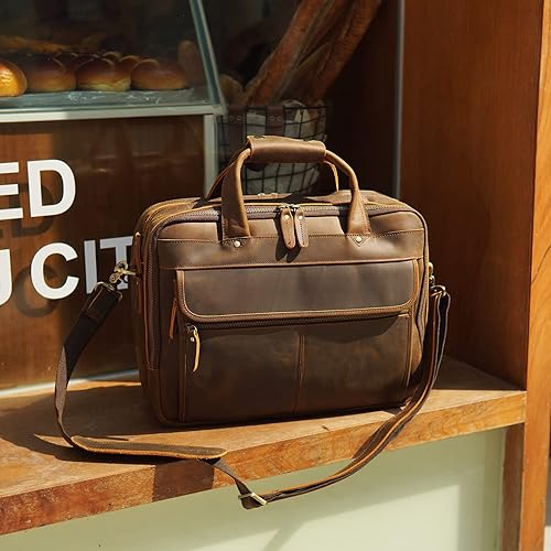 Miniatura 3 de Polare - Maletín de negocios de cuero italiano de grano completo para hombre