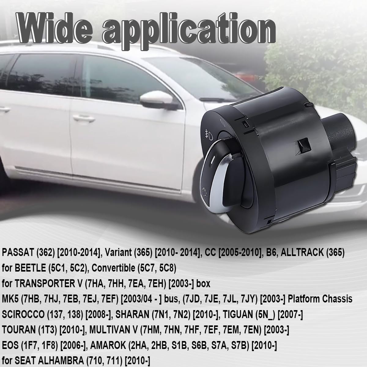 ZAMDOE 5ND941431A Interruptor de Faros para VW EOS 5 Plus 6 3 4 Passat B6 CC Variant Jetta Beetle Scirocco Transporter Sharan 3 para Seat Alhambra Estate Interruptor de Control de Faros antiniebla