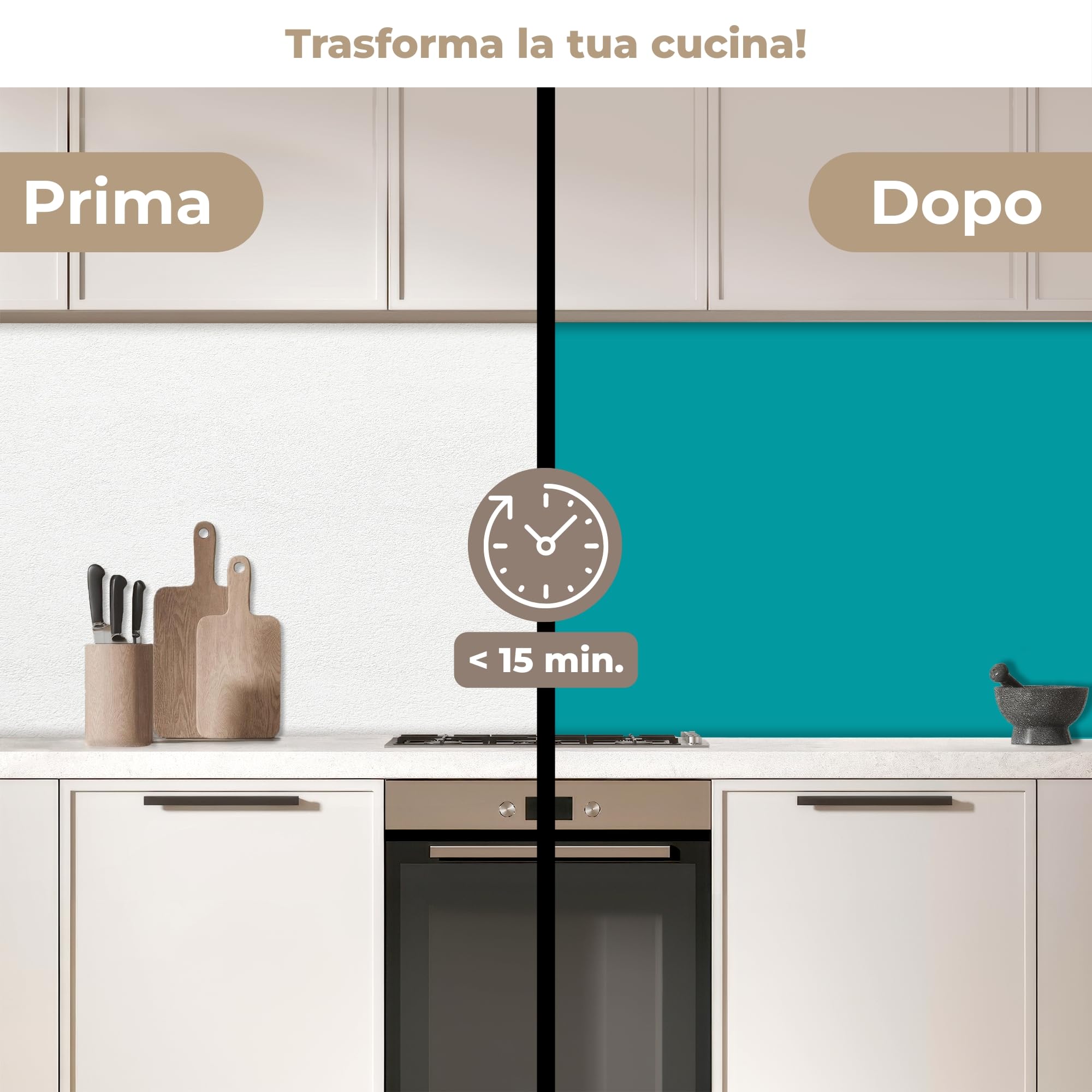 KitchenYeah© Paraschizzi Cucina Adesivo 80x250 cm Pannello Parete Paraspruzzi Rivestimento Blu - Aqua - Motivo