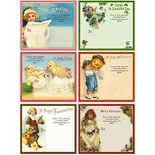 All Season Holiday Victorian Personalized Package Labels- Set of 36 6 Designs Self-Adhesive, Flat-Sheets, By Colorful Images