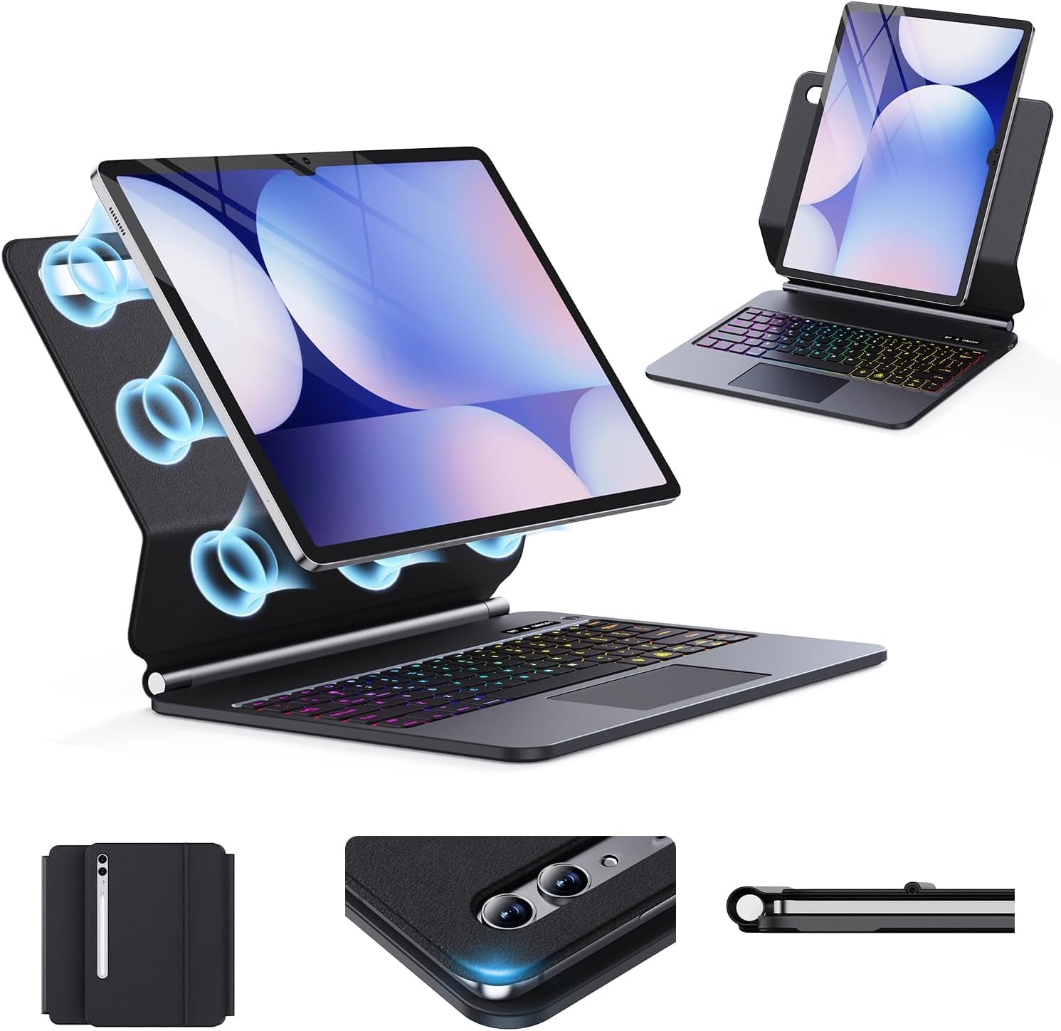 Keyboard Case for Samsung Galaxy Tab S10+ Plus/S9+ Plus/S9 FE+ Plus/S8+ Plus/S7+ Plus/S7 FE Case with Keyboard 12.4" Magic-Style Magnetic – Floating Cantilever Stand - Multi-Touch Trackpad Keyboard