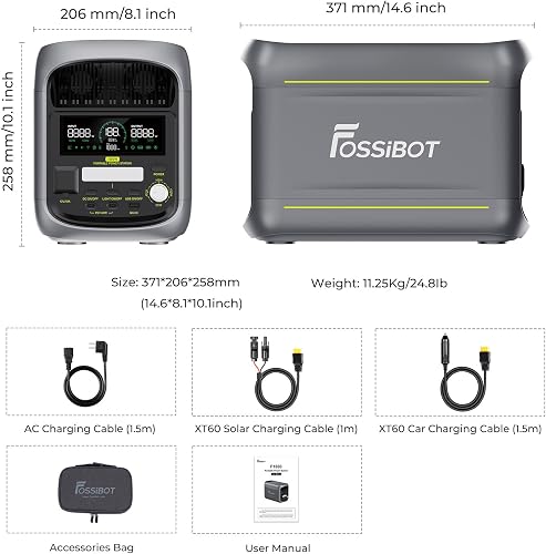 FOSSIBOT F1800 Portable Power Station 1800W, 1024Wh LiFePO4 Solar Generator, USB-C 100W, Fast Charge 0-80% in 45min, 131 Ports for Travel, Camping, Home Use - 6