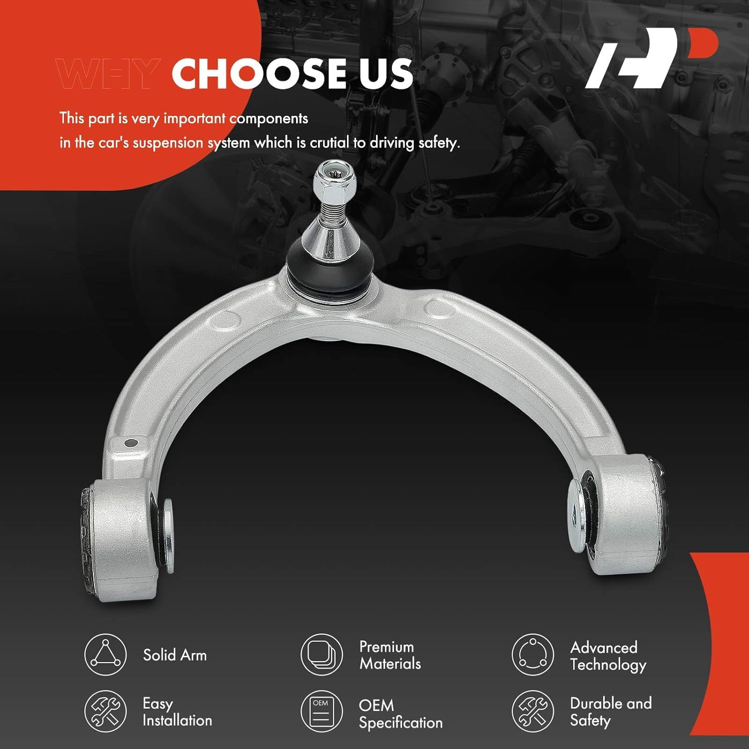 A-Premium Front Left Upper Control Arm, with Ball Joint & Bushing, Compatible with Mercedes-Benz GL350 GL450 GL550 & ML250 ML350 ML400 ML550 & AMG-GL63/ML63