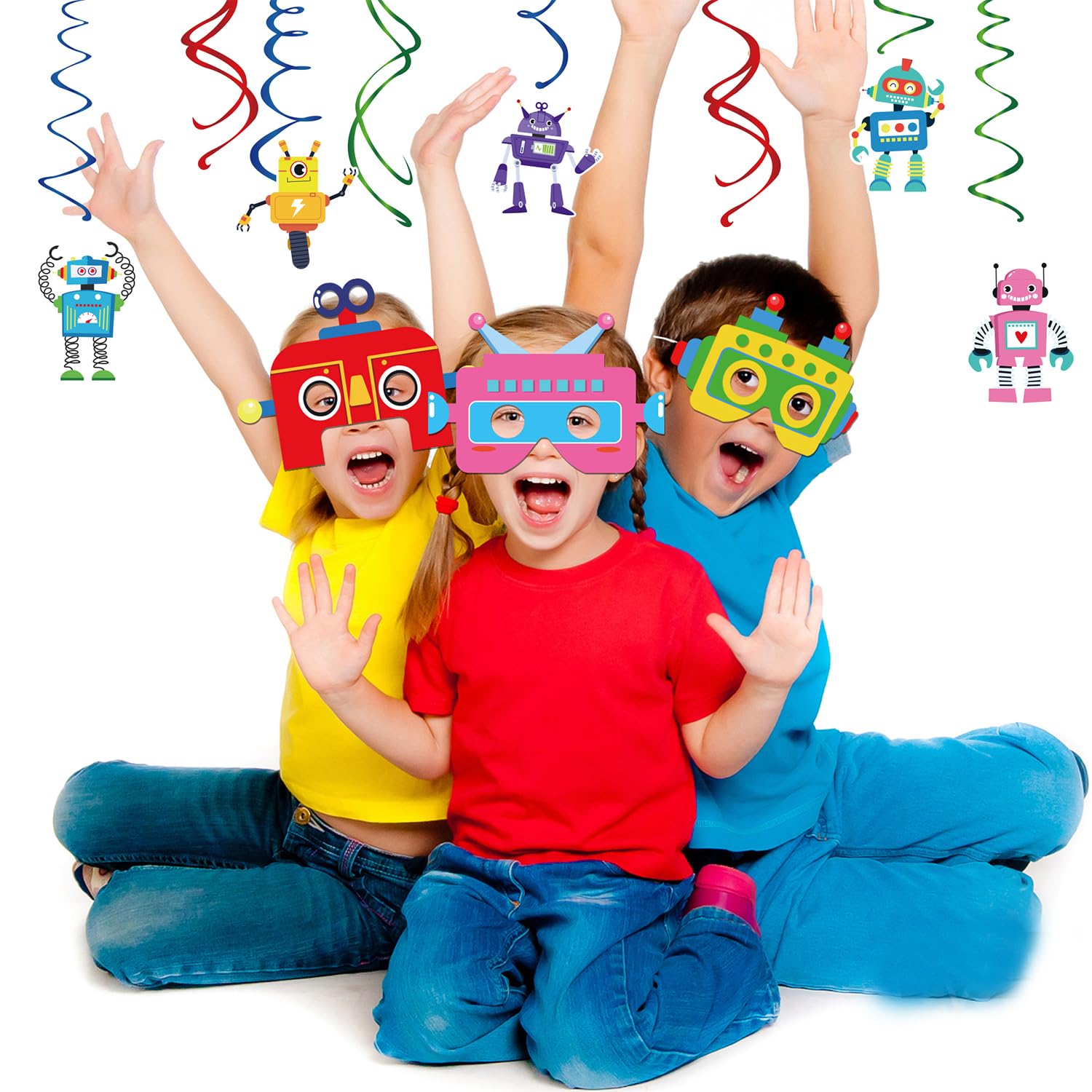 Lot de 12 masques de robot pour enfants, décoration de fête à thème robot, jeu de rôle, cadeaux pour enfants, garçons et filles, décoration d'anniversaire