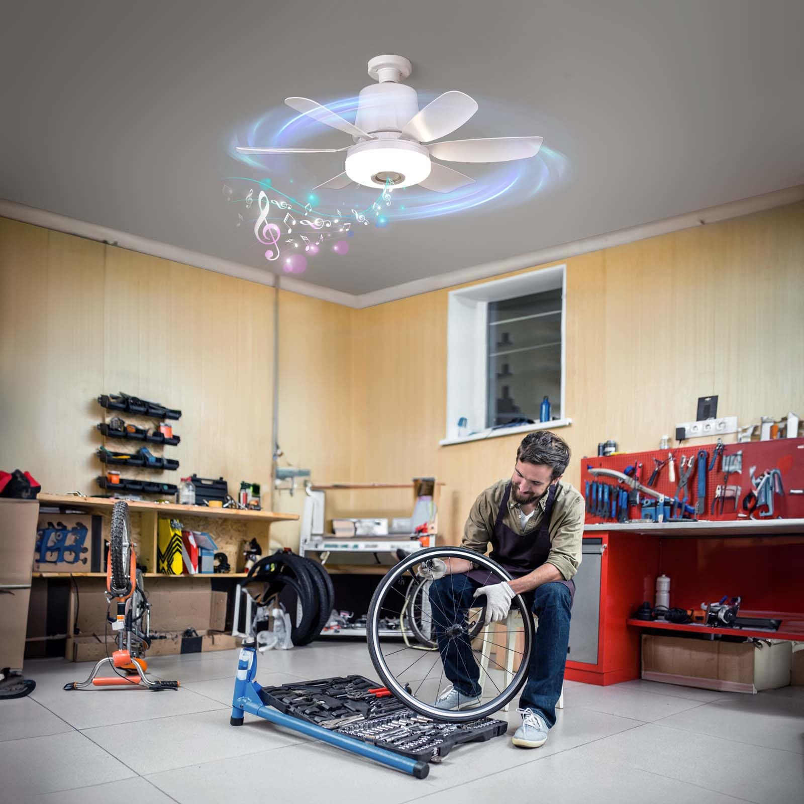 4 in 1 Socket Fan Light with Remote 18 5 inch Small Ceiling Fans with Dimmable Led Light — view 9