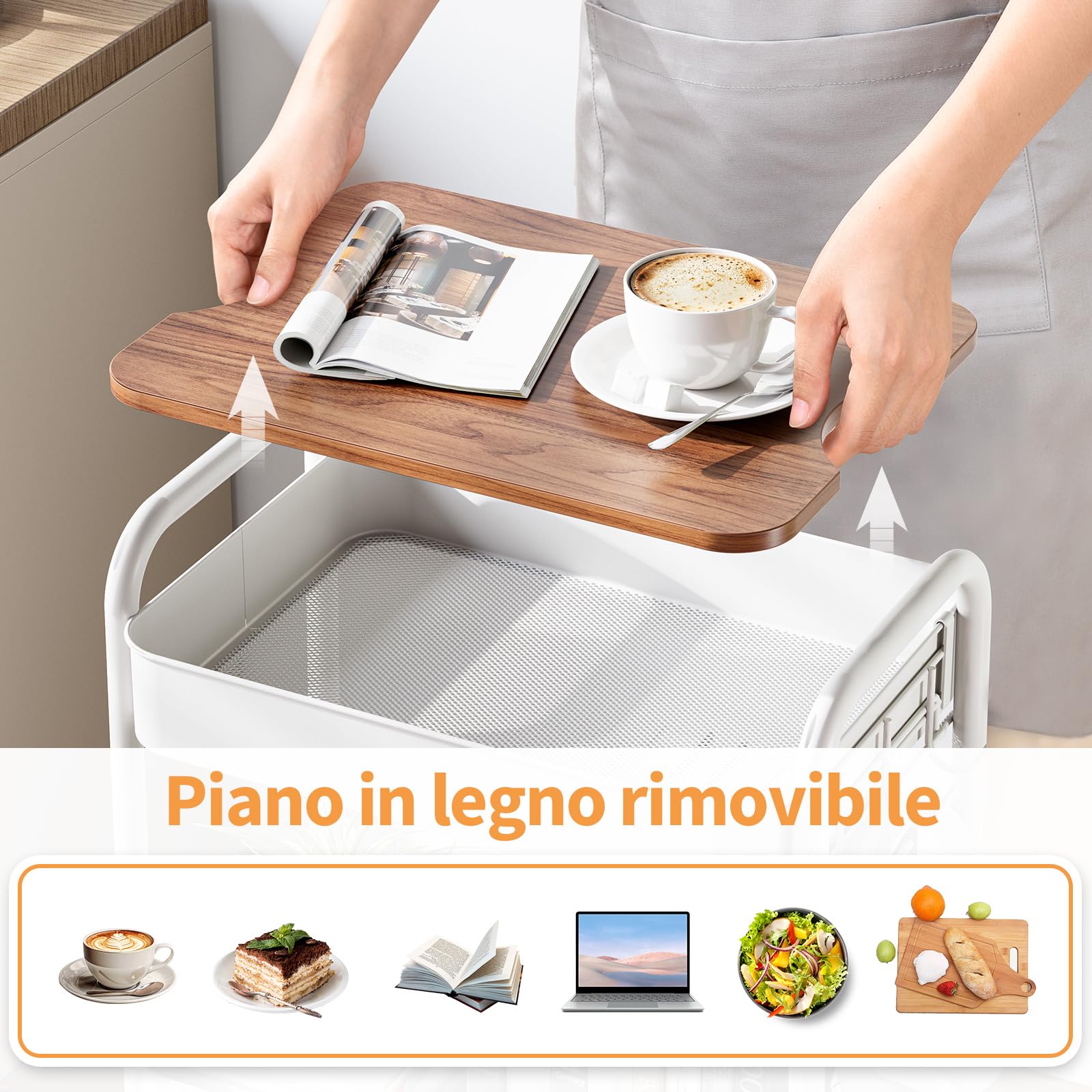 KINGRACK Carrello con Ruote Portatutto a 3 Livelli con
