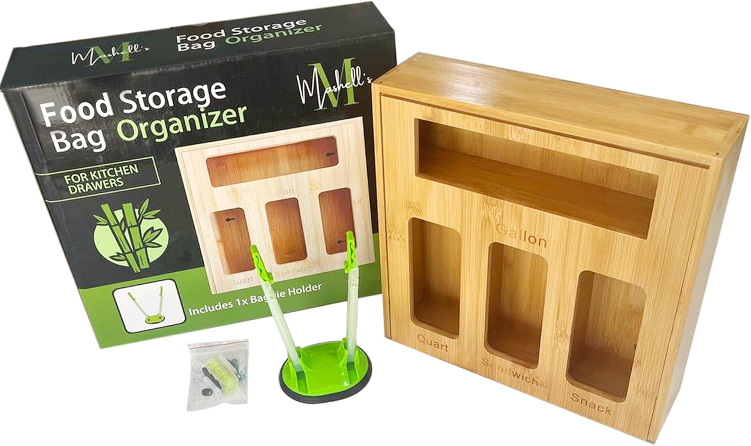 Mashell’s Bamboo Food Storage Bag Organizer for Drawer with