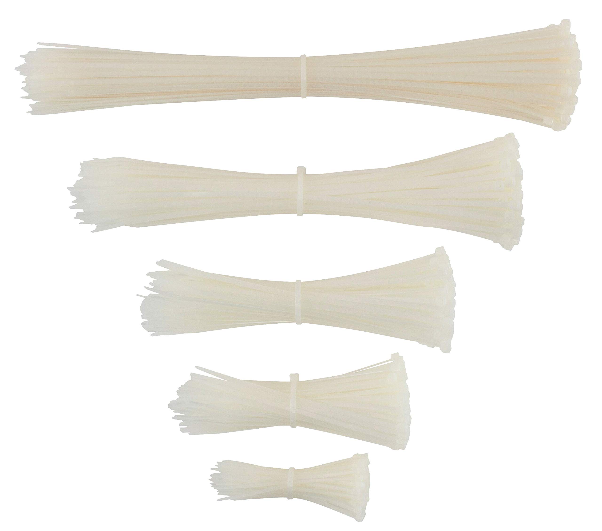 Buy GTSE White/Clear Zip Ties 4+6+8+12+14 Inch, 500 Pack, 18lb & 40lb
