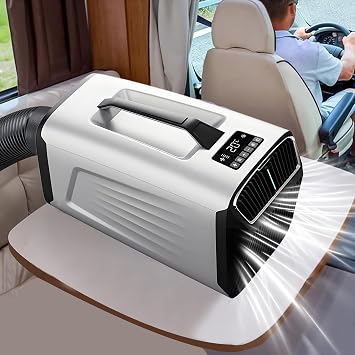 Portable Tent Air Conditioner New, 1800W 6000 BTU Efficient Cooling, 3-Speed Camping Air Conditioning with 24H Timer/Dehumidify/Cooling/Fan/Sleep Mode, Touch Panel, RVs or Home Use,Silver