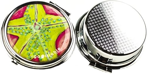 Miniatura 2 de Pastillero para bolsillo o bolso, organizador de píldoras decorativo con diseño de estrellas de mar para viaje, pequeña caja de pastillas/pastillero