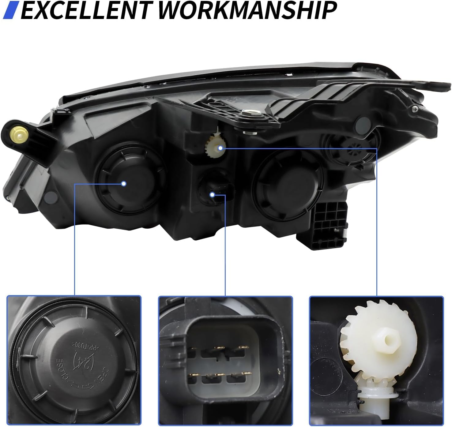 Halogen Headlights Assembly Fits for 2013 2014 2015 2016 2017 Chevy Traverse Headlamp Left Driver Side Front Head Lamps Replacement 84262931 GM2502375 (Left Driver Side)