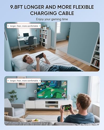 Miniatura 4 de Cable de carga extra largo de 9.8 pies para adaptador de CA oficial de Nintendo Switch 2, cargador rápido de 60 W, accesorios duraderos para