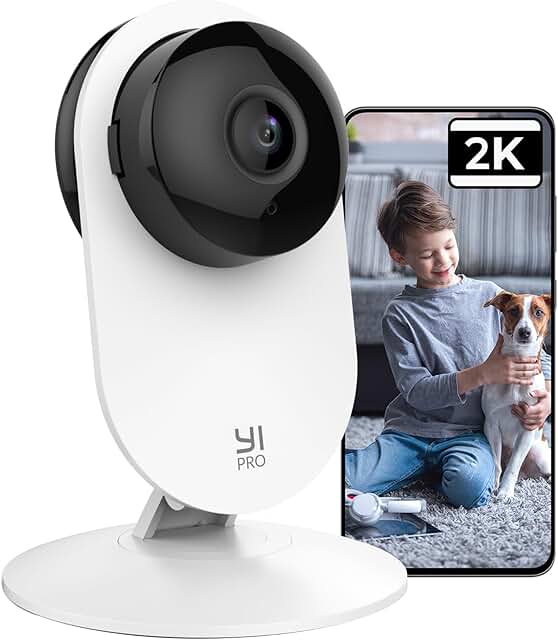 YI Pro 2K Cámara Vigilancia, Bebe Camara IP WiFi 2.4GHz,Sistema de Seguridad,Detección de Movimiento,Notificaciones en Tiempo Real,Visión Nocturna, Nube con App YI Home para iOS y Android