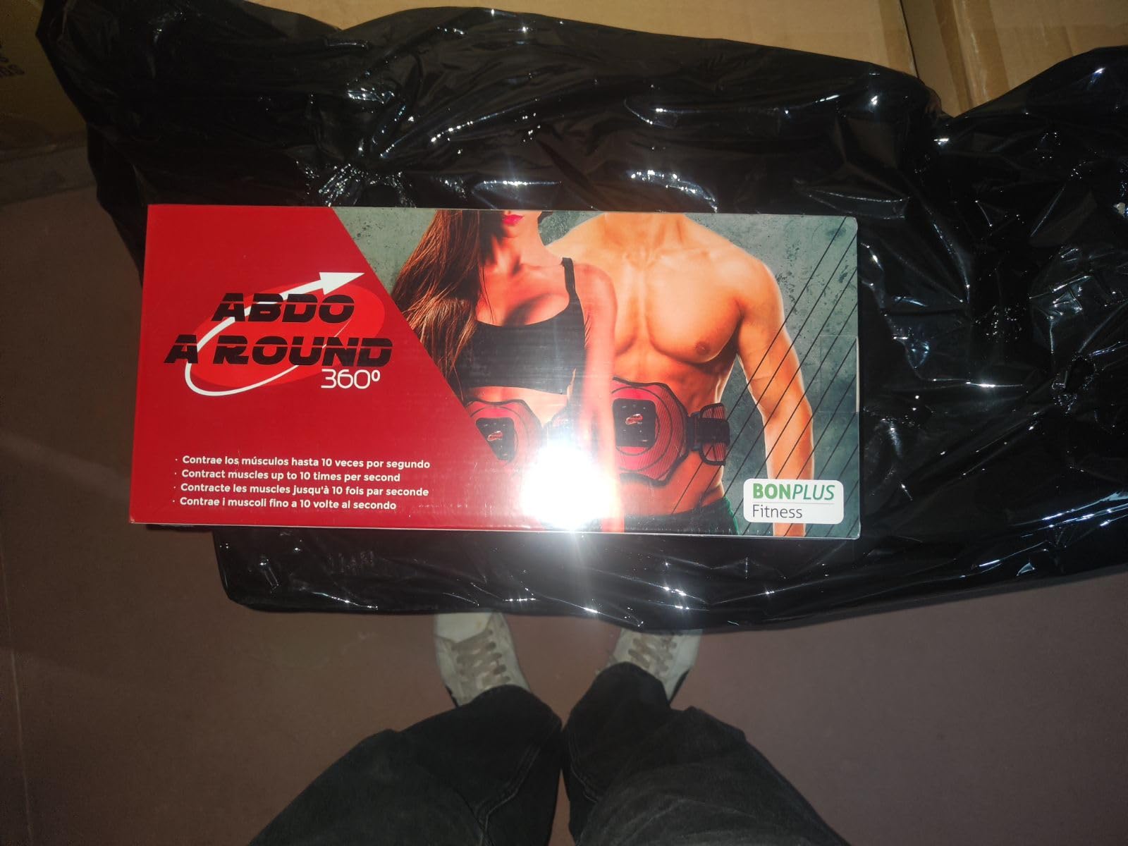 Elettrostimolatore Muscolare | Abdo A Round 360º | Stimolatore Muscolare Addominale | Toner per Addome/Braccio/Vita/Gambe | Cintura EMS | 9 programmi