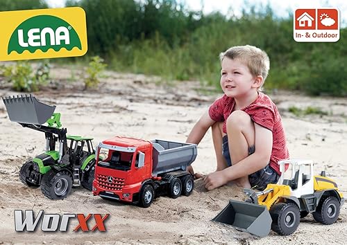 Miniatura 4 de Lena Tractor Deutz-Fahr Agrotron 7250 - Juguete de granja TTV, pala realista se eleva y se mueve como su contraparte del mundo real