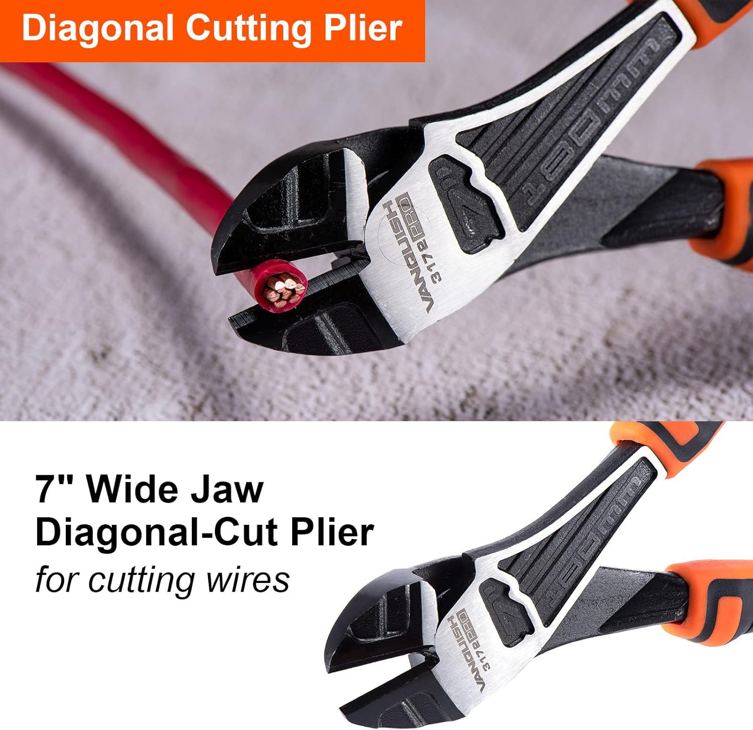 VANQUISH 3-Piece Set: Wire Jaw Diagonal Cutting, Long Needle Nose, and Linemans Pliers Tool Set (3192)