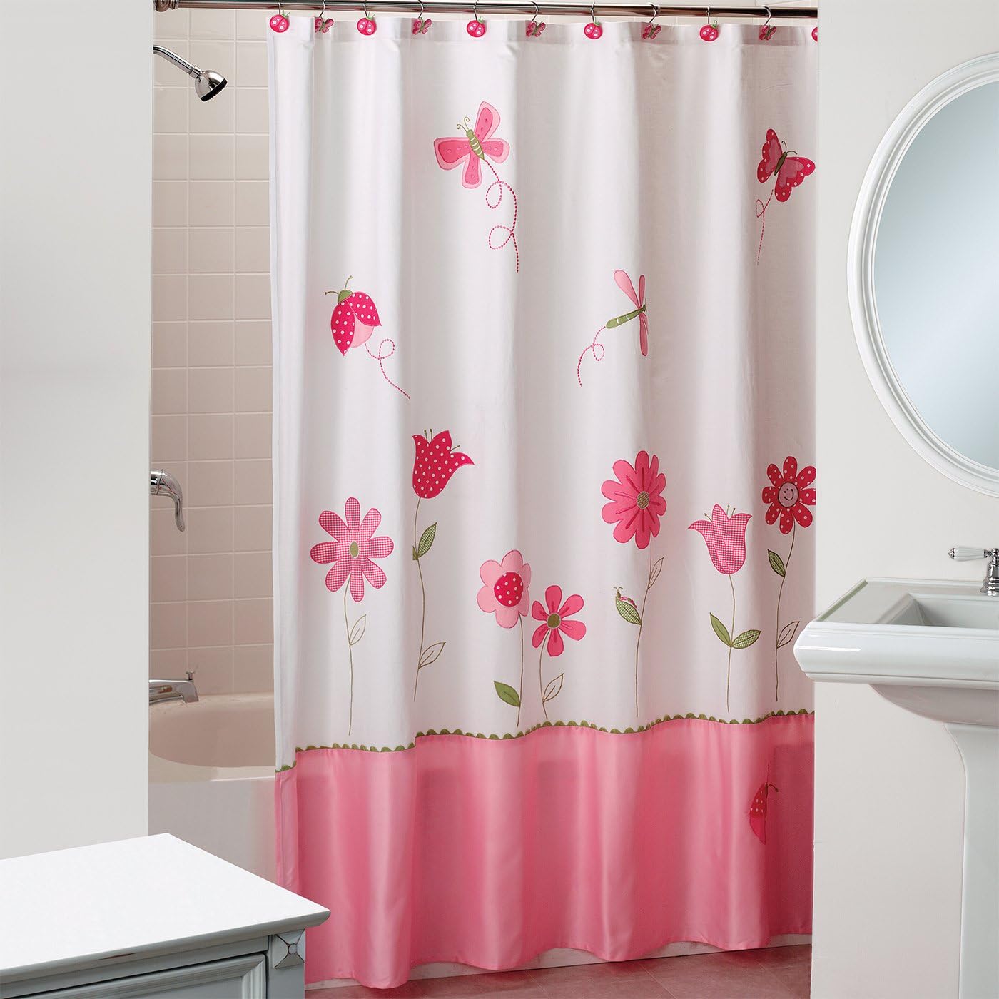Saturday Knight Butterfly Garden Fabric Shower Curtain