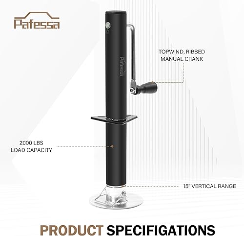 Miniatura 3 de Gato de remolque utilitario de marco A de 2000 libras, elevador de 15 pulgadas, gato de lengua Slidewind Jack de alta resistencia, pata de caída