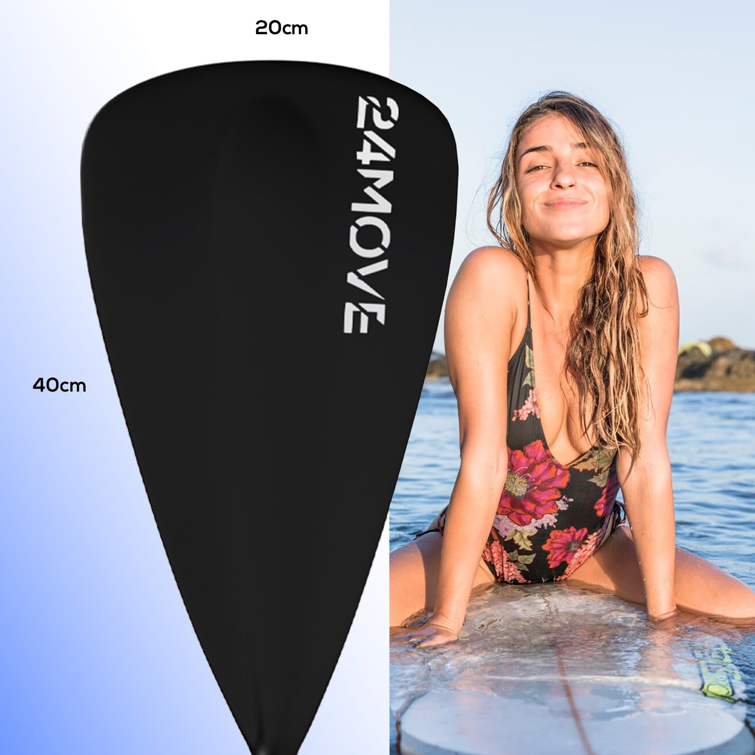 24MOVE® Paddel Teleskoppaddel Stechpaddel Einzelpaddel für SUP Stand Up Board, Leicht aus Aluminium 210cm, grün, blau, schwarz