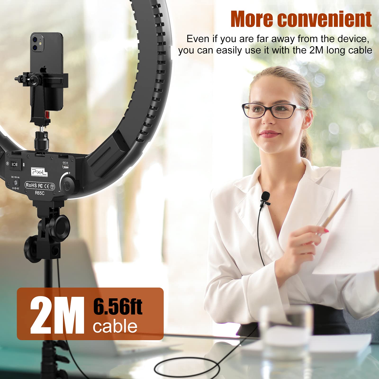 Micrófono de solapa Pixel MFi para iPhone / iPad, grabación omnidireccional y micrófono de solapa de sonido de alta fidelidad con cable de 2M, para YouTube grabación de video y vlog
