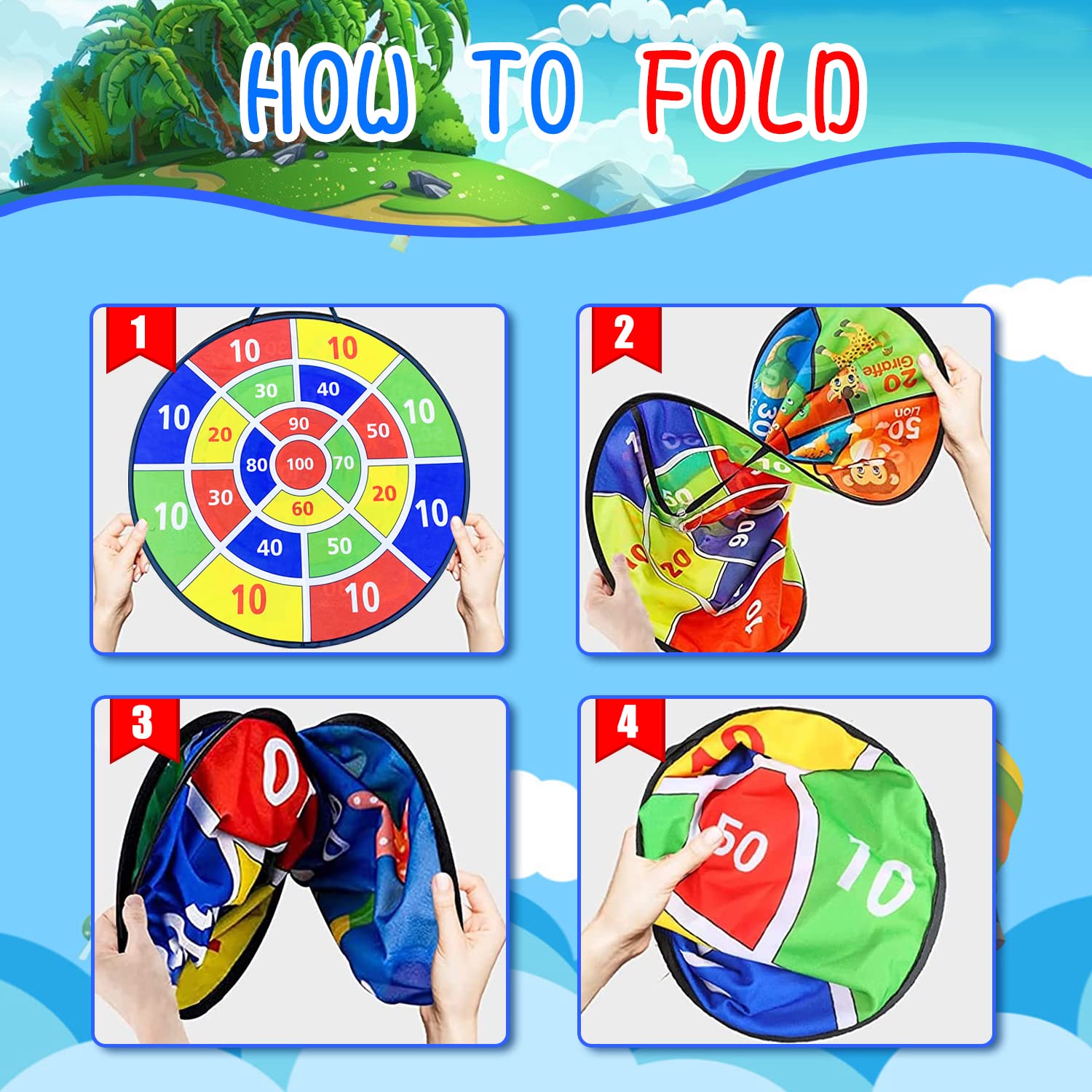 Gioco Freccette Per Bambini | Doppia Faccia Con Palline Adesive | 26 Pollici - Foto 11