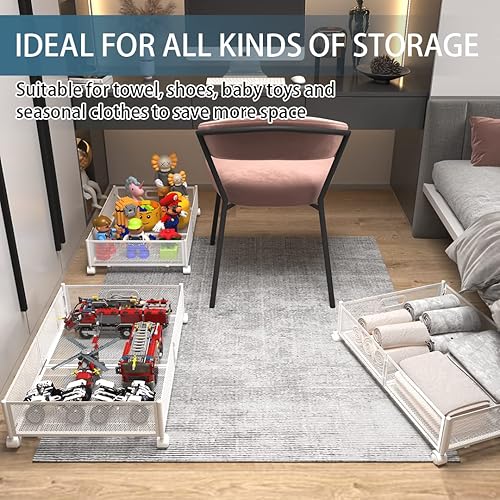 Miniatura 6 de Uyokcnie Contenedores de almacenamiento debajo de la cama, almacenamiento de zapatos debajo de la cama con ruedas, organización de almacenamiento