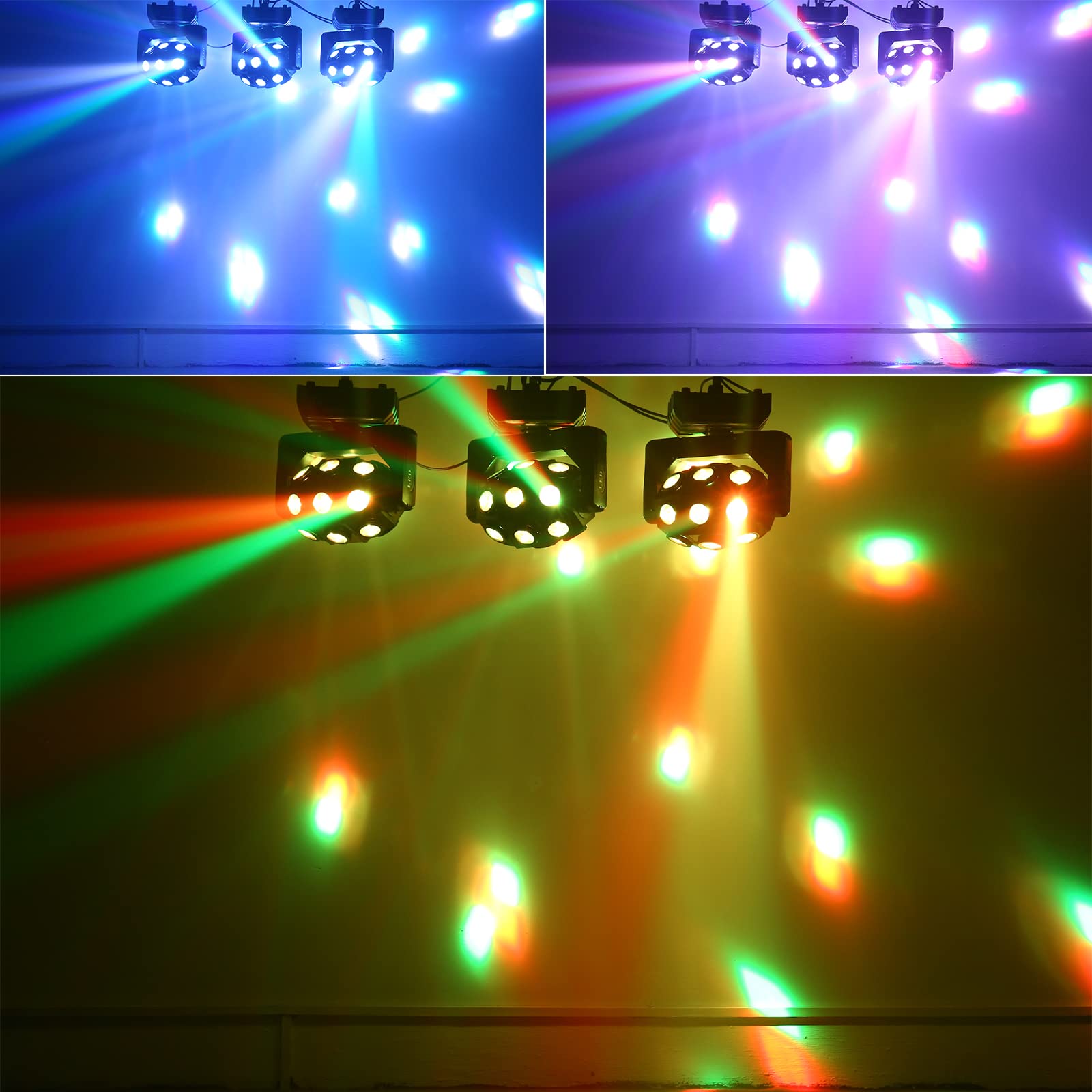 Lyre Led 180W RGBW Lumière de scène stroboscopique Luminaires à tête rotative pour Disco Bars Club Mariage Noël Jeux de Lumiere