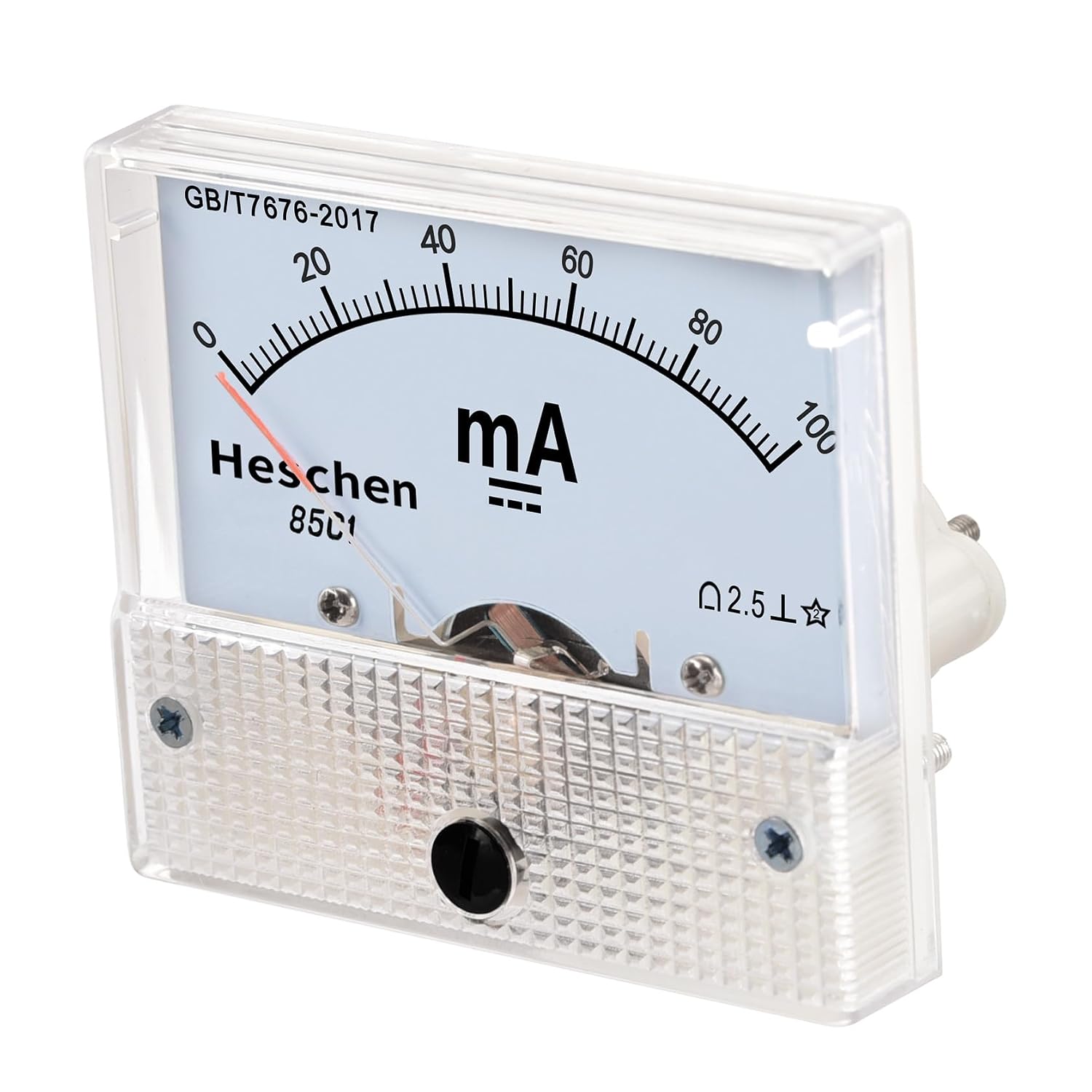 Heschen 85C1-100mA Rectangle Panel Mounted Current Meter Ammeter Tester DC 0-100 mA Class 2.5 White