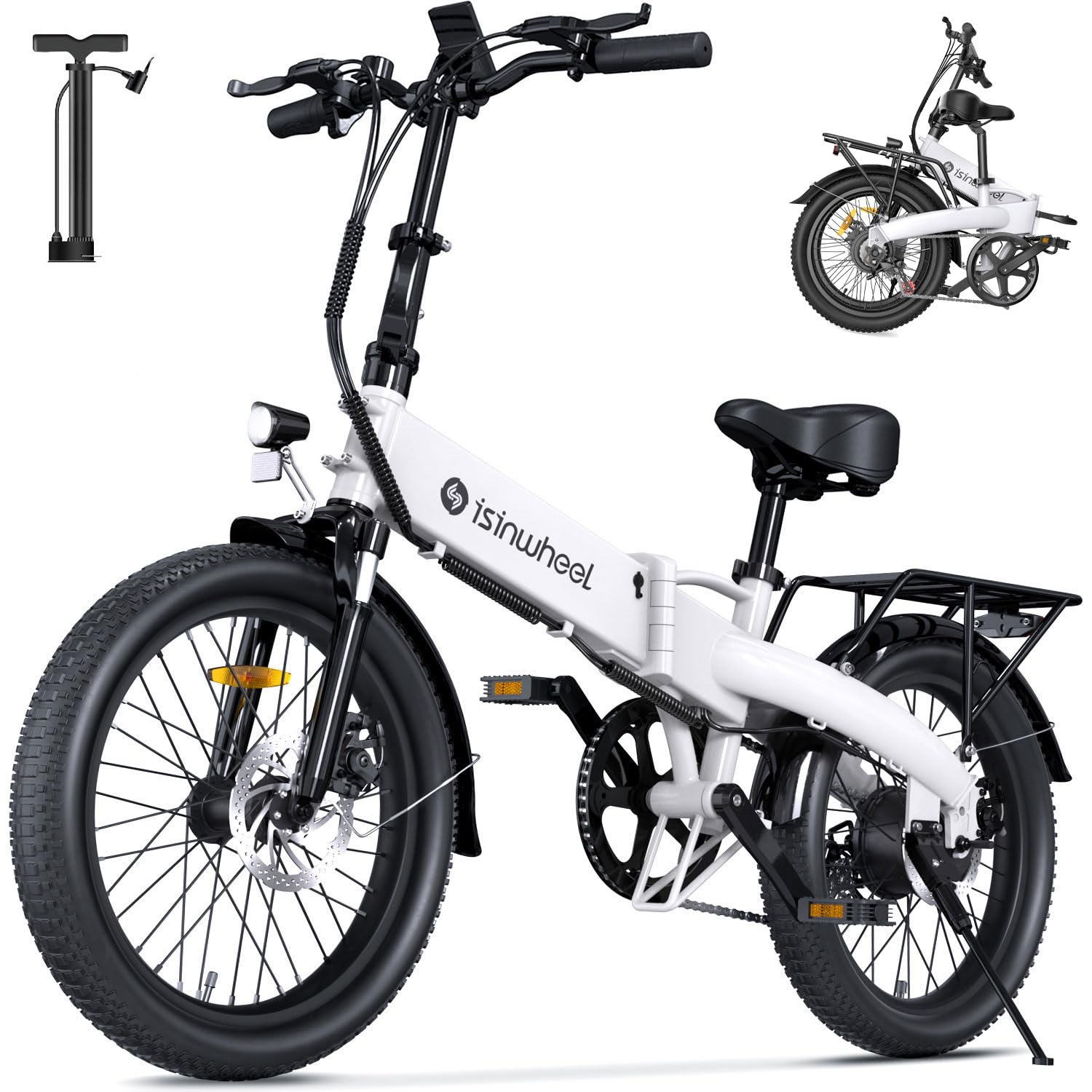 isinwheel U5 Pro E Bike for Adults Electric Bike with Front Suspension, 48V 500W Folding Ebikes for Adults, Aluminum Frame, 7 Speed Gear, 20mph Foldable Electric Bicycles, 20" Fat Tire Ebikeisinwheel U5 Pro E Bike for Adults Electric Bike with F…