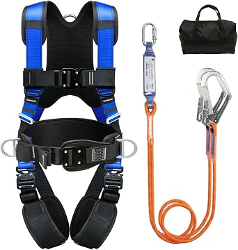 DIJJIG Safety Harness Kit with 1.8M Lanyards,Waist and Shoulder Protection,Construction Projects,High-altitude Rooftop Operations,Trim Trees, Anti fall safety harness,Safety Rope,CE Certification