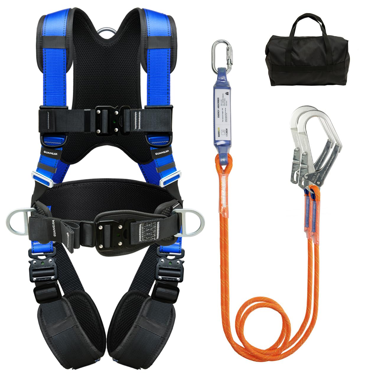DIJJIG Sicherheitsgürtel-Kit mit 1,8 M Lanyards, Taille- und Schulterschutz, Bauprojekte, Dachbetrieb in hoher Höhe, Feuerrettung, Anti-Fall-Sicherheitsgürtel, Sicherheitsseil, CE-Zertifizierung