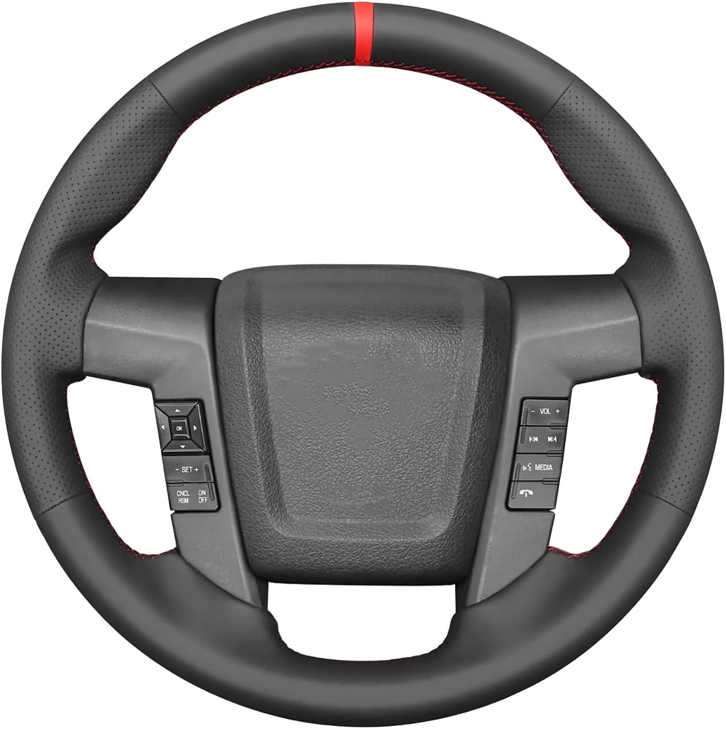 Black Genuine Leather Custom Fit Car Steering Wheel Cover for Ford F-150 F150 SVT Raptor 2010 2011 2012 2013 2014 Accessories