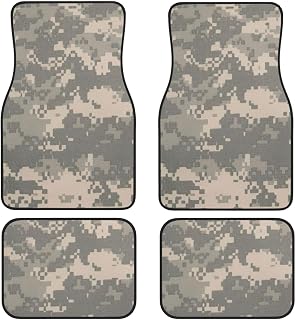 Army Digital Camouflage Print Full Coverage Car Foot Mat Set 4 Pieces Floor Mats Non-Slip Backing SUV Trucks Cars