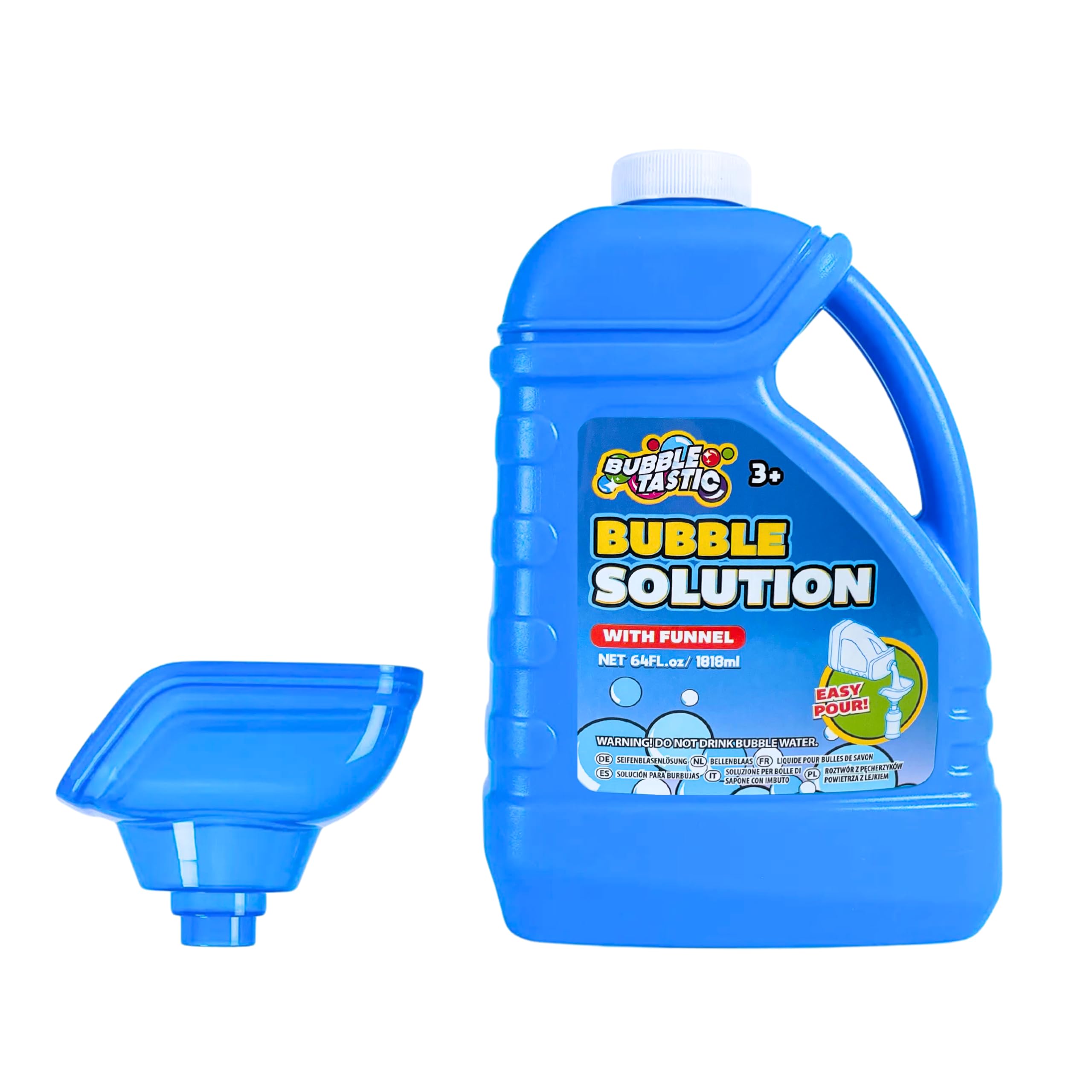 Bubbletastic – Solution à Bulles Géante 1,8L Avec Entonnoir – Recharge Pour Machine à Bulles – Été Et Jeux D’extérieur