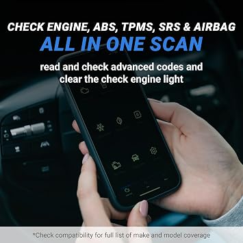 BlueDriver OBD2 Scanner Bluetooth, No Subscription, ABS SRS TPMS